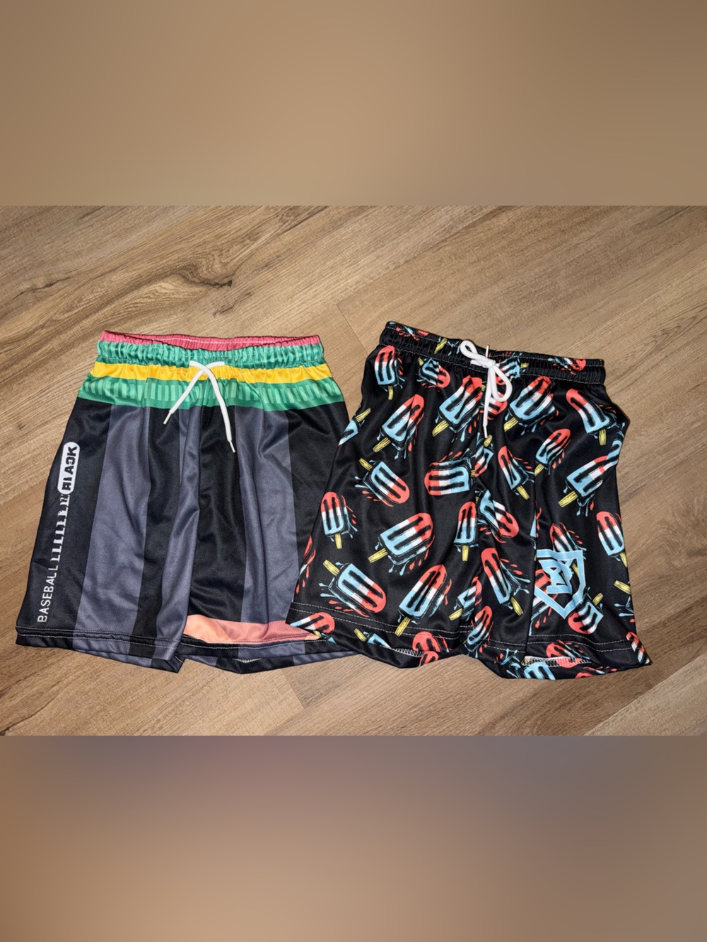 Kids Baseball Theme Multicolor Athletic Shorts
